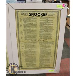 VINTAGE SNOOKER RULES, 20 X 32