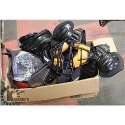 BOX OF SPORTS EQUIPMENT