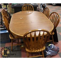 TABLE & 6 CHAIRS WITH LEAF, 68 X 43 X 30