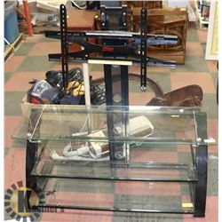 TV STAND WITH GLASS SHELVES, 50 X 21 X 23