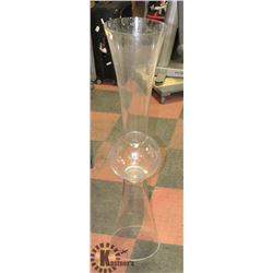 TALL CLEAR GLASS VASE, 45" TALL