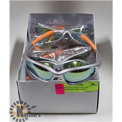 BOX OF SILVER & ORANGE DESIGNER SUNGLASSES