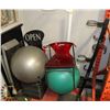 Image 1 : LARGE LOT OF WORKOUT EQUIPMENT INCL STANDS,
