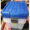 Image 1 : SET OF 5 NEW CLEAR LOCKING PLASTIC BINS 42 LITERS