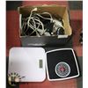 Image 1 : BOX OF ASSORTED ELECTRONICS AND WEIGH SCALES