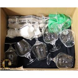 BOX OF ASSORTED WINE GLASSES