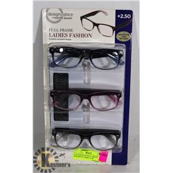 LDS DESIGN OPTICS F. GRANT READING GLASSES +2.50