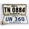 Image 1 : VINTAGE PAIR OF ALBERTA LICENSE PLATES