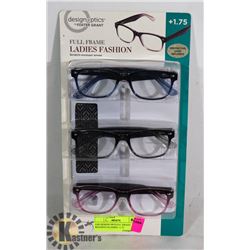 LDS DESIGN OPTICS F. GRANT READING GLASSES +1.75