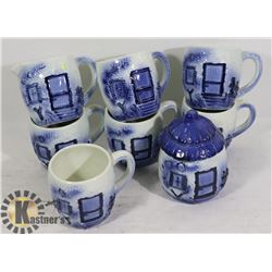 3-D COTTAGE CUPS/ SUGAR/ CREAM 9 PIECE SET