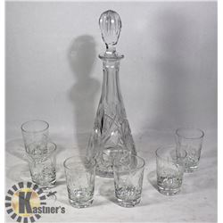 PINWHEEL CRYSTAL DECANTER & GLASSES