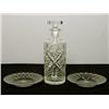 Image 1 : Cut Crystal Decanter with 2 Cut Dishes