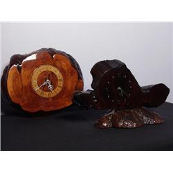 Two Burl Wood Clocks