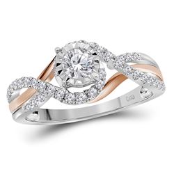 1/2 CTW Round Diamond Solitaire Bridal Wedding Engagement Ring 14kt Two-tone Gold - REF-81F2W