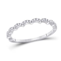 1/8 CTW Womens Round Diamond Scalloped Stackable Band Ring 10kt White Gold - REF-16W4H