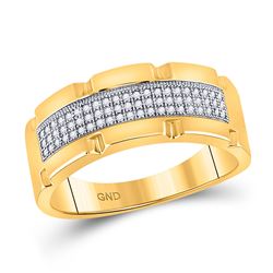 1/5 CTW Mens Round Diamond Band Ring 10kt Yellow Gold - REF-33W5H