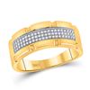 Image 1 : 1/5 CTW Mens Round Diamond Band Ring 10kt Yellow Gold - REF-33W5H