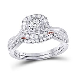 1/2 CTW Round Diamond Bridal Wedding Ring 10kt Two-tone Gold - REF-61F4W