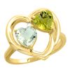 Image 1 : 2.61 CTW Diamond, Amethyst & Lemon Quartz Ring 10K Yellow Gold - REF-23V5R