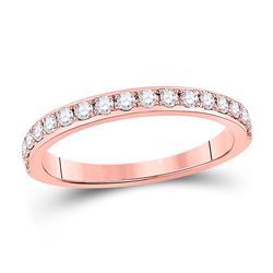 1/3 CTW Womens Round Diamond Wedding Single Row Band Ring 14kt Rose Gold - REF-32W6H