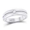 Image 1 : 1/6 CTW Mens Round Bezel-set Diamond Wedding Band Ring 14kt White Gold - REF-74H4R