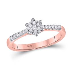 1/5 CTW Womens Round Diamond Flower Cluster Stackable Band Ring 10kt Rose Gold - REF-28H5R