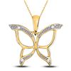 Image 1 : 0.03 CTW Womens Round Diamond Butterfly Bug Pendant 10kt Yellow Gold - REF-6Y7N