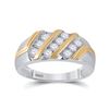 Image 1 : 1/2 CTW Mens Round Diamond Wedding Band Ring 10kt Two-tone Gold - REF-42Y8N