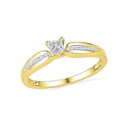 1/6 CTW Womens Princess Diamond Solitaire Promise Ring 10kt Yellow Gold - REF-21V2Y