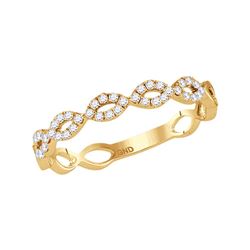1/5 CTW Womens Round Diamond Stackable Band Ring 14kt Yellow Gold - REF-23Y9N