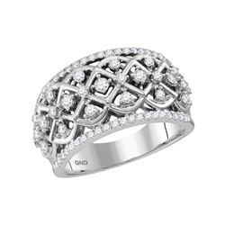 3/4 CTW Womens Round Diamond Anniversary Ring 10kt White Gold - REF-68F2W