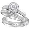 Image 1 : 1/2 CTW His Hers Round Diamond Cluster Matching Wedding Set 10kt White Gold - REF-51F8W