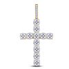 Image 1 : 2 & 1/5 CTW Mens Round Diamond Cross Charm Pendant 10kt Yellow Gold - REF-129V5Y
