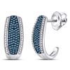 Image 1 : 1/2 CTW Womens Round Blue Color Enhanced Diamond Half J Hoop Earrings 10kt White Gold - REF-47F6W