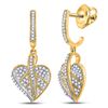Image 1 : 1/3 CTW Womens Round Diamond Heart Dangle Earrings 10kt Yellow Gold - REF-34W3H