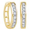 Image 1 : 1 CTW Womens Round Channel-set Diamond Hoop Earrings 14kt Yellow Gold - REF-105Y7N