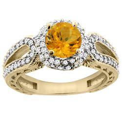 1.25 CTW Citrine & Diamond Ring 14K Yellow Gold - REF-86N7Y