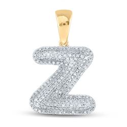 5/8 CTW Mens Round Diamond Initial Z Letter Charm Pendant 10kt Yellow Gold - REF-38A2M