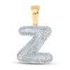 Image 1 : 5/8 CTW Mens Round Diamond Initial Z Letter Charm Pendant 10kt Yellow Gold - REF-38A2M