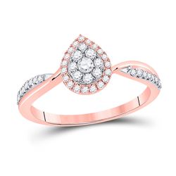1/3 CTW Womens Round Diamond Teardrop Cluster Ring 14kt Rose Gold - REF-38R7X