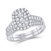 Image 1 : 1 CTW Round Diamond Bridal Wedding Ring Band Set 10kt White Gold - REF-85W3H