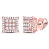 Image 1 : 1/4 CTW Womens Round Diamond Square Cluster Earrings 14kt Rose Gold - REF-31V4Y