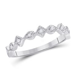 1/10 CTW Womens Round Diamond Geometric Stackable Band Ring 14kt Rose Gold - REF-20F5W
