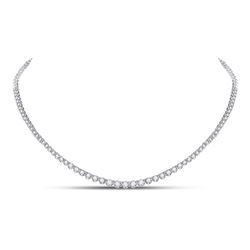 2 CTW Womens Round Diamond Graduated Fashion Necklace 14kt White Gold - REF-265X9T
