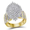 Image 1 : 1 CTW Womens Round Diamond Marquise-shape Cluster Ring 10kt Yellow Gold - REF-71N6A