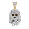 Image 1 : 2 CTW Mens Round Black Color Enhanced Diamond Rasta Lion Charm Pendant 14kt Yellow Gold - REF-184Y3N