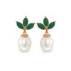 Image 1 : Genuine 9.5 ctw Emerald & Pearl Earrings 14KT Rose Gold - REF-35F2Z