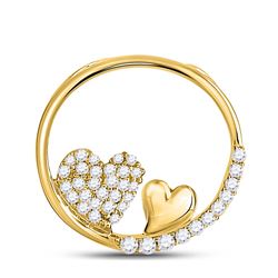 1/5 CTW Womens Round Diamond Heart Circle Pendant 10kt Yellow Gold - REF-18M5F