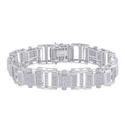 2 & 3/4 CTW Mens Round Diamond Fashion Bracelet 10kt White Gold - REF-340X8T