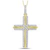 Image 1 : 1/5 CTW Mens Round Diamond Cross Charm Pendant 10kt Yellow Gold - REF-21V8Y